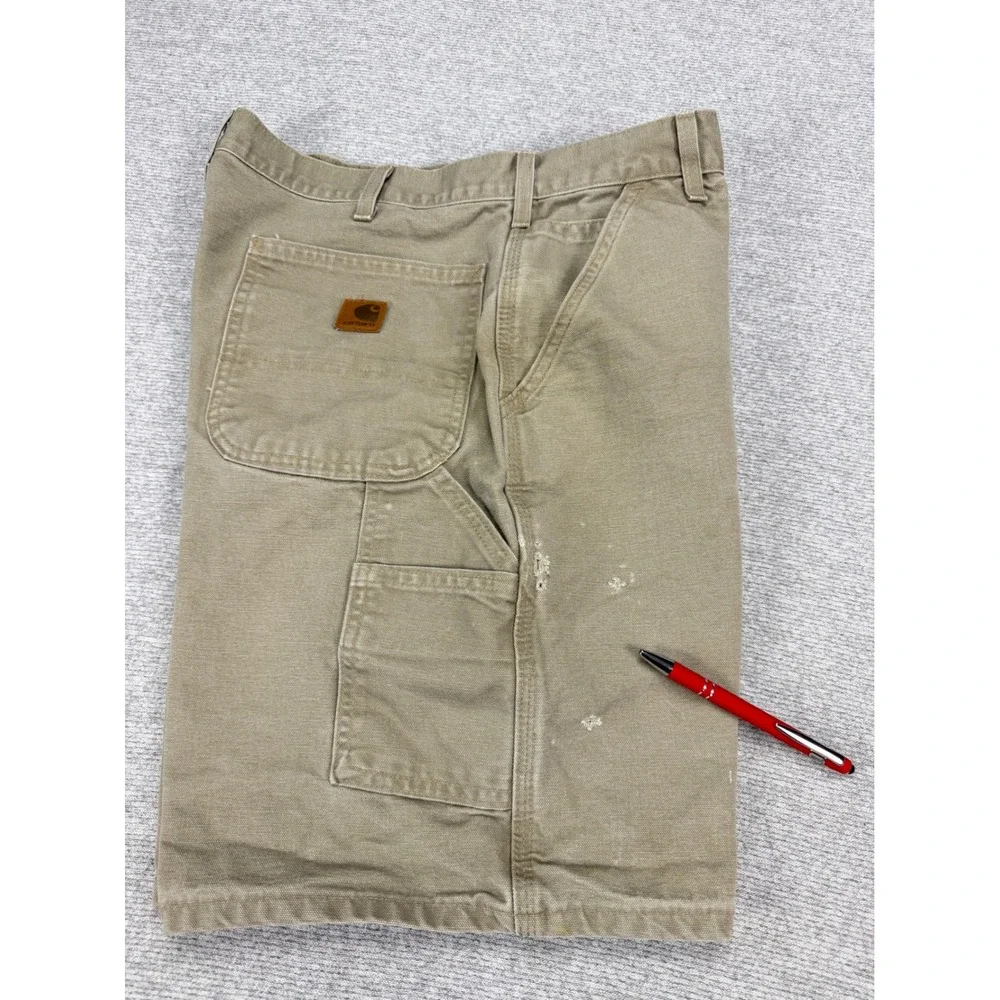 Carhartt‎ B28 DES Mens 36 Canvas Carpenter Shorts Desert Tan Distressed Workwear